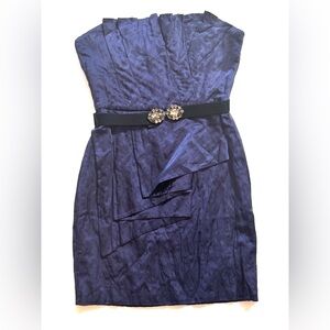 BCBGMAXAZRIA Women's Size grape blue/purple Strapless Cocktail Mini Dress Silk